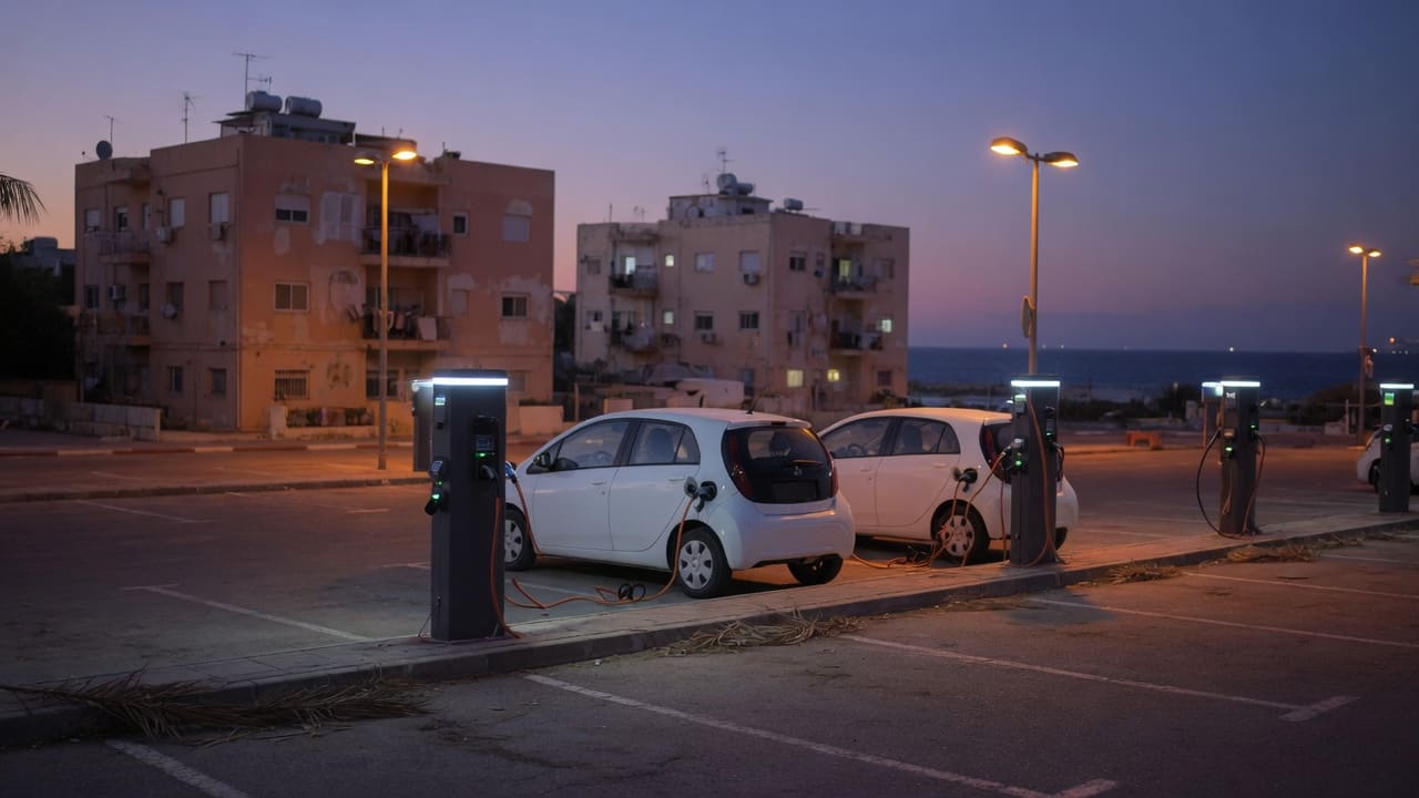 עמדות טעינה בחניון עירוני (בעזרת AI)